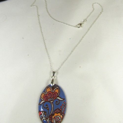 Handmade Blue Artisan Pendant Necklace Bold