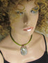 Jasper Ocean Gemstone Pendant on Green Mult-strand Necklace