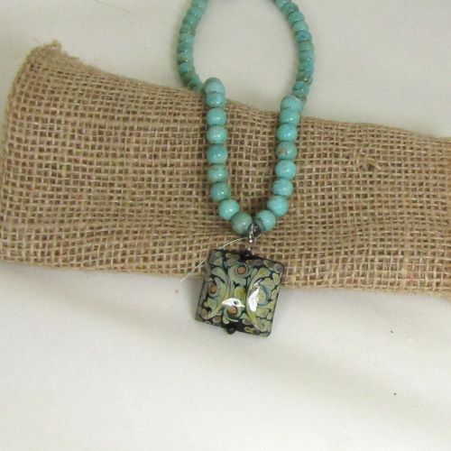 Turquoise Necklace with Handmade Artisan Pendan