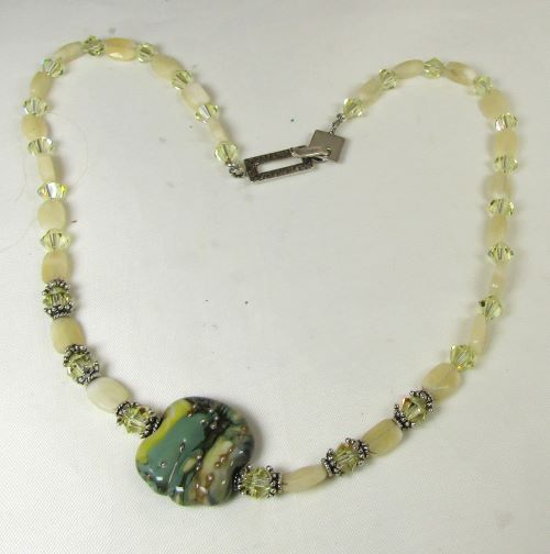 Yellow Crystal & Artisan Bead Necklace