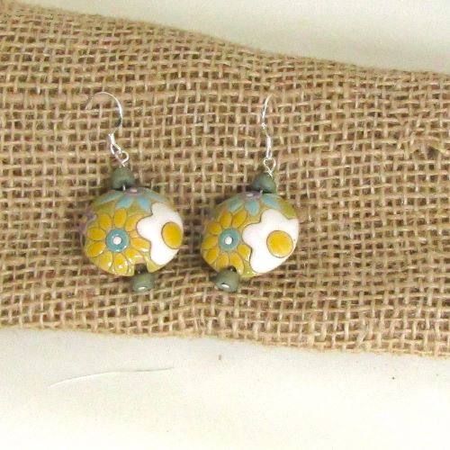 Floral Artisan Bead Earrings