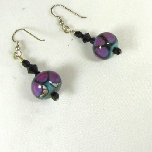 Handmade Purple & Black Artisan Earrings