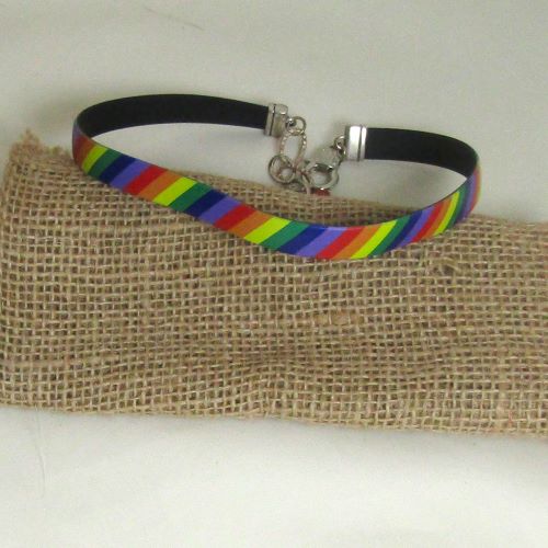 Colorful Rainbow Ribbon Choker Necklace Ultra-soft Ultra-light Choker