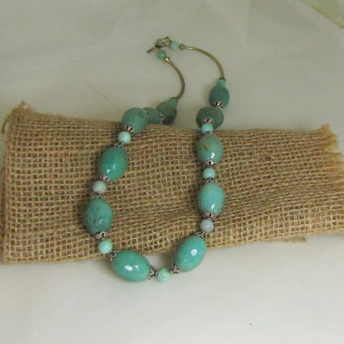 Aqua gemstone bead necklace
