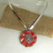 Silver Choker with Handmade Coral Red Raku Pendant & Spiral Bail 