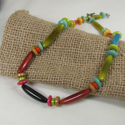 Multi Colored Tagua Nut Necklace -