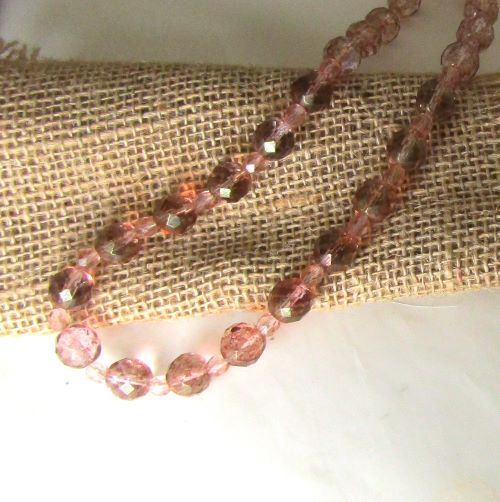 Rose Czech Crystal Bead Necklace- Retro Look 