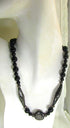 Onyx & Black and Platinum African Kazuri Bead Necklace
