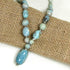 Aqua Fire Agate Bead Pendant Necklace 