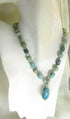 Aqua Fire Agate Bead Pendant  Necklace & Earrings Set