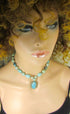 Aqua Fire Agate Bead Pendant  Necklace & Earrings Set