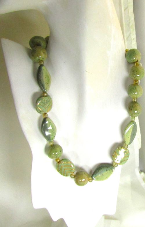 Socially Aware Kazuri Necklace in Green fair trade Beads