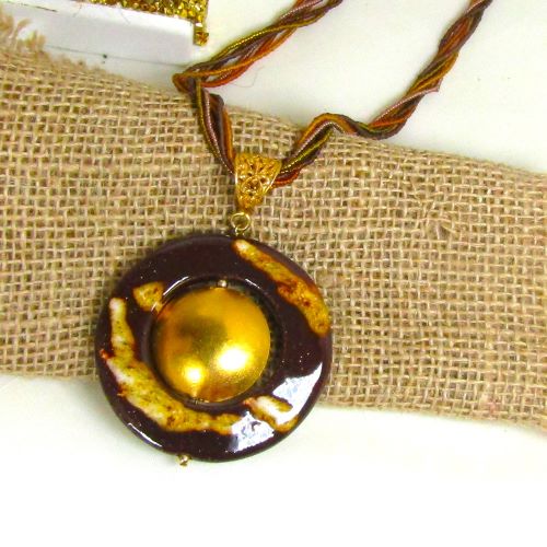 Fair Trade Kazuri Pendant on a Seed Bead Necklace 