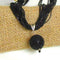 Exquisite Black Beaded Pendant Necklace -