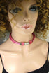 Pink Leather Choker Necklace