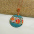 Turquoise Floral Artisan Bead Pendant Necklace