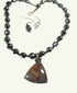 Hematite Beaded Necklace with Jasper Pendant and Earrings