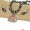 Hematite Beaded Necklace with Jasper Pendant and Earrings 