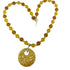 Yellow Beach Glass Bead Necklace with HandmadeA rtisan Pendant
