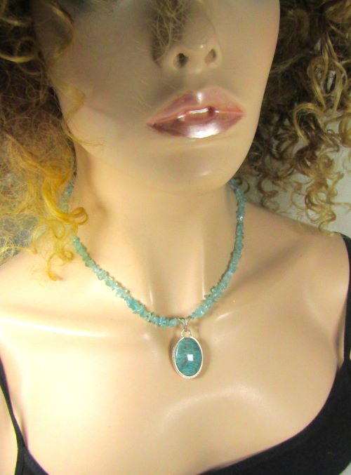 Handcrafted Amazonite and Apatite Beaded Necklace
