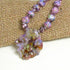 Pink Crystal Beaded Necklace with Handmade Artisan Leaf Pendant 