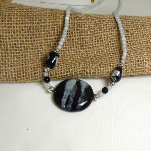 Kazuri Black & gemstone Necklace