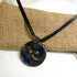 Big Bold Cobalt Blue Handmade Pendant Necklace Raku Gunmetal Neck Wire -