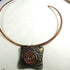 Choker Handmade Dark Green Raku Pendant Copper Neck Wire