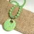 Green Sea Glass Bead Necklace with Swazi Pendant 