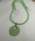 Green Sea Glass Bead Necklace with Swazi  Pendant