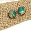 Green Gold and Brown Lampwork Glass Bead Earrings