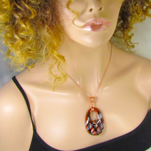 Brown & Rust Fair Trade Oval Pendant Necklace