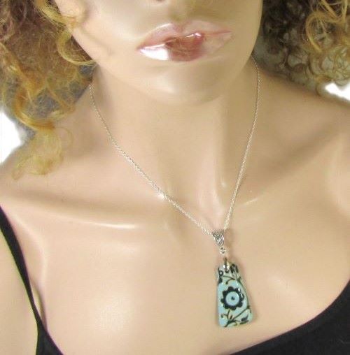 Aqua & Black Artisan Pendant Necklace