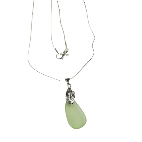 Light Green Sea Glass Pendant Necklace