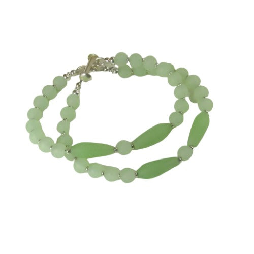 Green Sea Glass Double Strand Bracele