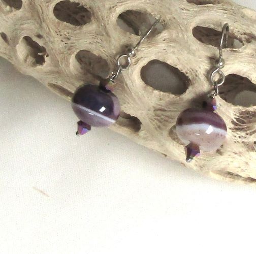 Purple Agate Drop Earrings