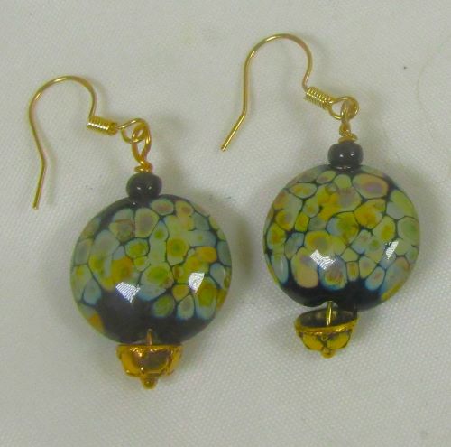 Black & Tan Artisan Bead Earrings