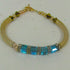 Bangle Bracelet with Blue Crystal Cube and Gold  Bangle