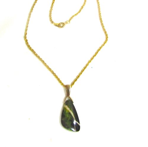 Green Gemstone Pendant on Gold filled Chain