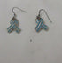 Teal Rhinestone Awareness Ribbon Earrings