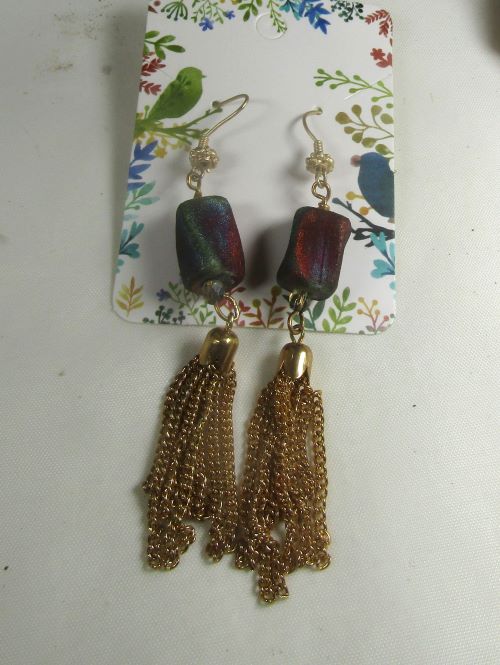 Handmade artisan bead dangling eaarrings