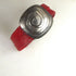 Cuff Bracelet In Red Leather With Big Focus