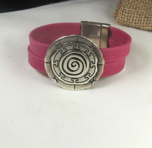 pink leather cuff bracelet