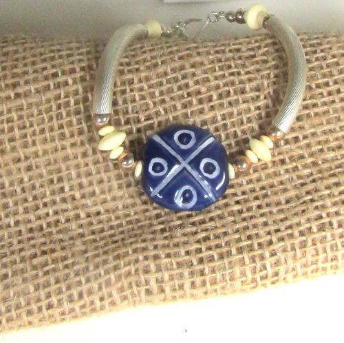 blue artisan bead bagale