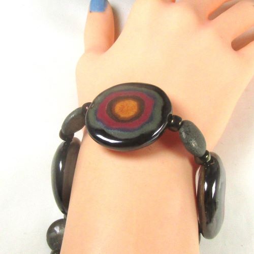 Bold large Fair Trade Bead  Bracelet Black