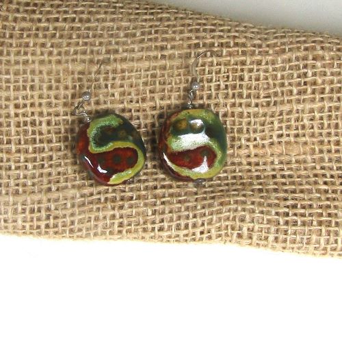 Green Handmade Bead Earrings Kazuri