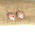 Cream and Red Kazuri Teardrop Handmade Earrings