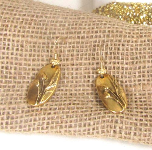 Antique Gold Oval  Earrings Classic Earrings