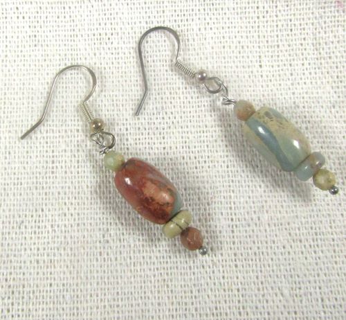 Snake Skin Jasper Gemstone Earrings