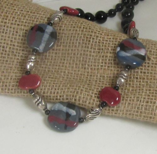 grey & black fair trade bead necklace